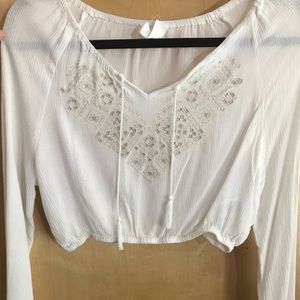 Peasant embroidered crop top